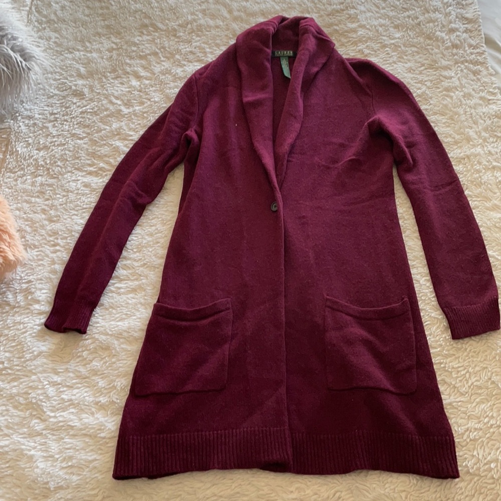 Lauren Ralph Lauren purple long cardigan
